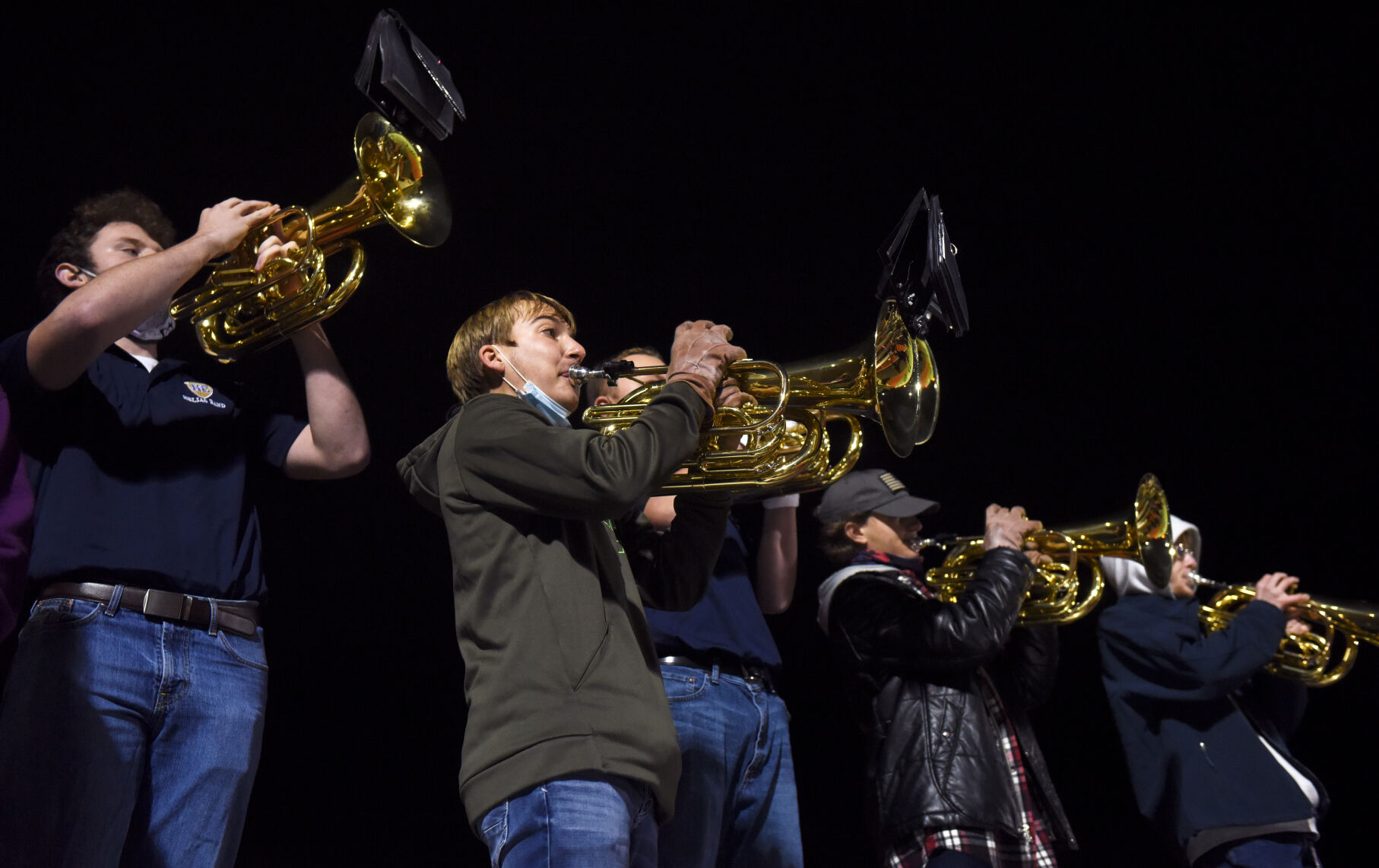 The Helias band plays an interlude between plays